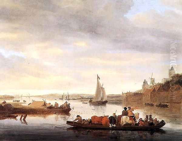 The Crossing at Nimwegen 2 Oil Painting by Salomon van Ruysdael