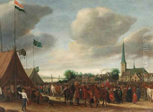 The Horse Fair at Valkenburg Oil Painting by Salomon van Ruysdael