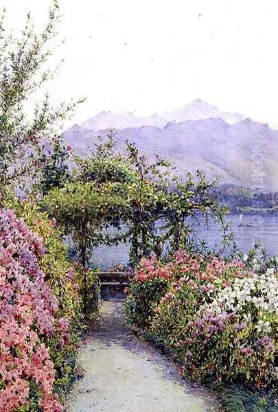 Villa Carlotta, Lago di Como Oil Painting by Ernest Arthur Rowe