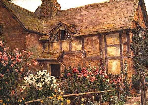 A Cottage garden in Cholstry Oil Painting by Ernest Arthur Rowe