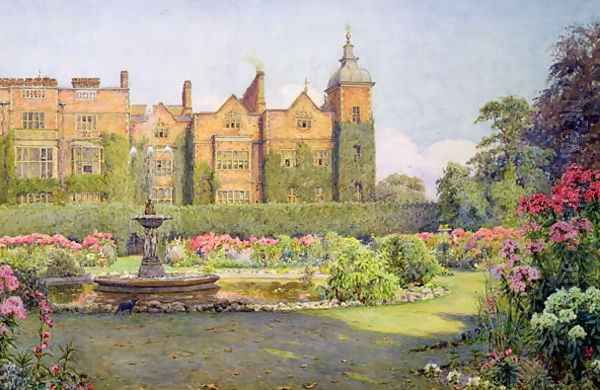 West Front and Gardens of Hatfield House, Herts Oil Painting by Ernest Arthur Rowe