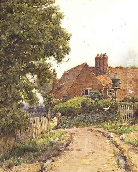 A Hampshire Farmhouse near Steep Oil Painting by Ernest Arthur Rowe