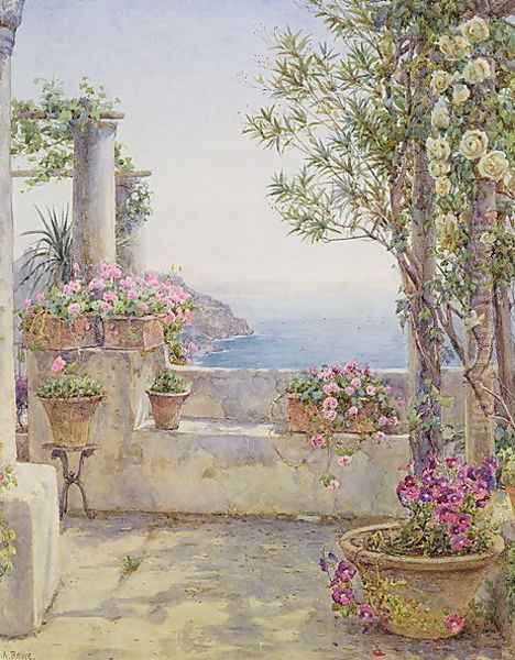 An Italian Balcony Oil Painting by Ernest Arthur Rowe