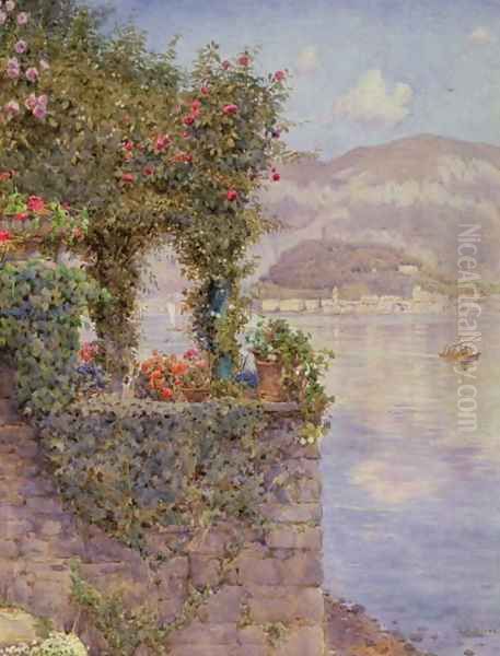 Bellagio from Tremezzo Oil Painting by Ernest Arthur Rowe