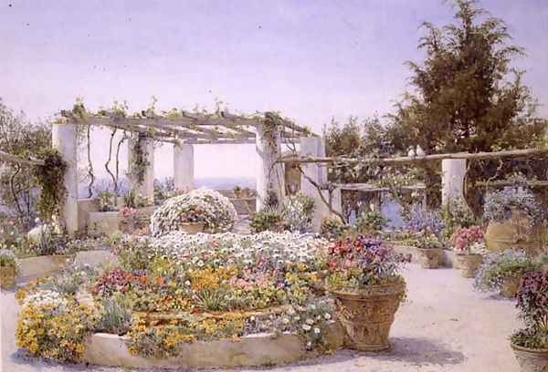 The Pergola, Villa Inercia, Capri, 1899 Oil Painting by Ernest Arthur Rowe