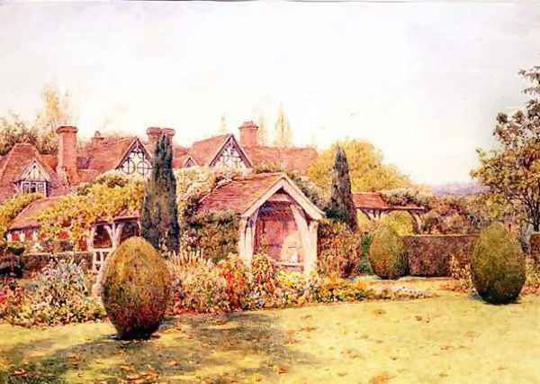 The Gardens at Great Tangley Manor nr. Guildford Oil Painting by Ernest Arthur Rowe