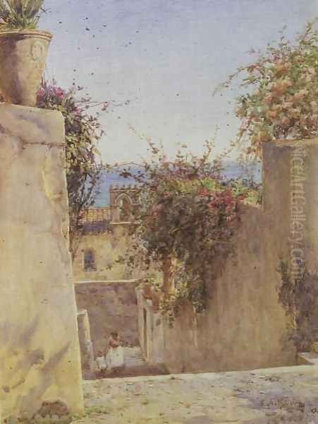 Street Scene Sicily Oil Painting by Ernest Arthur Rowe