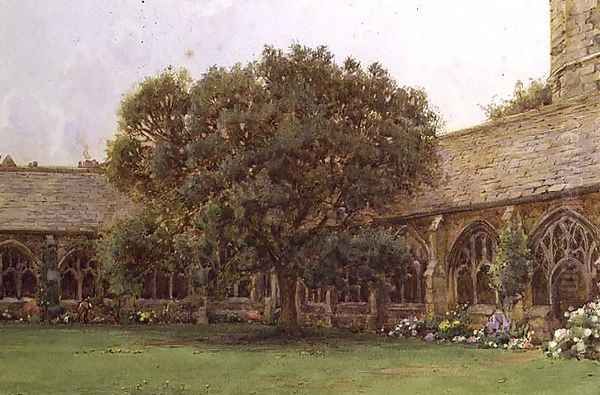 The Cloister, New College, Oxford Oil Painting by Ernest Arthur Rowe