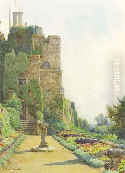 The Gun Terrace, Berkeley Castle, Gloucestershire Oil Painting by Ernest Arthur Rowe