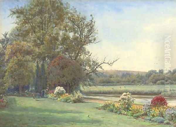 The canon's garden, Salisbury Oil Painting by Ernest Arthur Rowe