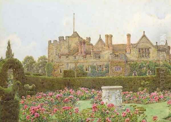 Hever Castle from the rose garden Oil Painting by Ernest Arthur Rowe