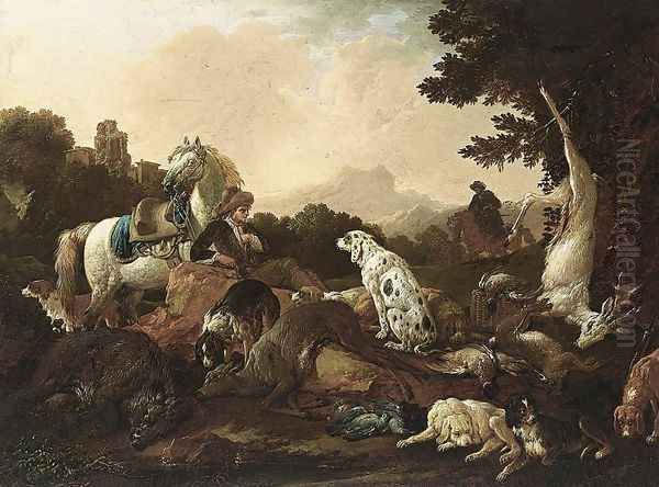 The Rest after the Hunt 1695-96 Oil Painting by Philipp Peter Roos