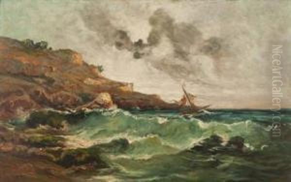 Bateau Dans La Tempete Oil Painting by Jean-Baptiste Olive