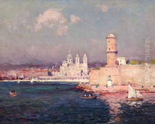 Marseille, L'entree Du Port Oil Painting by Jean-Baptiste Olive