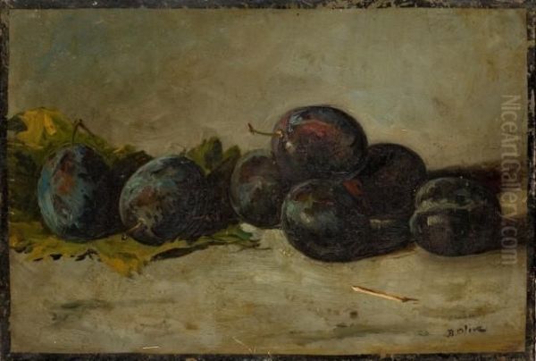 Nature Morte Aux Prunes Oil Painting by Jean-Baptiste Olive