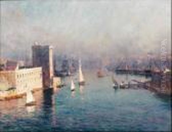 L'entree Du Port De Marseille Oil Painting by Jean-Baptiste Olive