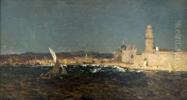 Marseille, L'entree Du Port Oil Painting by Jean-Baptiste Olive