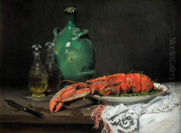 Nature Morte Au Homard. Oil Painting by Jean-Baptiste Olive