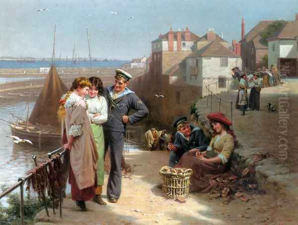 Naval Manoeuvres Oil Painting by Edwin Thomas Roberts