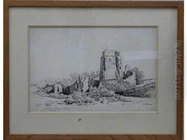 Ruines Du Chateau De Tremazan (finistere) Oil Painting by Jean-Baptiste Olive