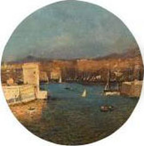 L'entree Du Port De Marseille. Oil Painting by Jean-Baptiste Olive