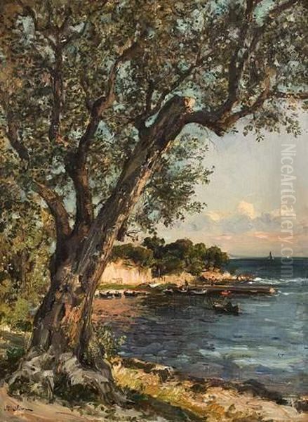 Plage A Saint Jean-cap-ferrat. Oil Painting by Jean-Baptiste Olive