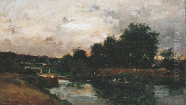 Canotage Sur La Riviere Le Dimanche Oil Painting by Jean-Baptiste Olive