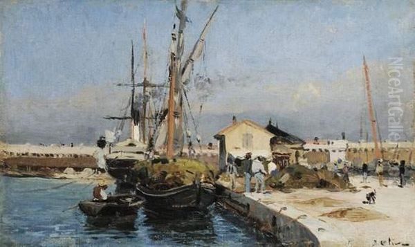 Marseille, La Joliette, Circa 1890 Oil Painting by Jean-Baptiste Olive