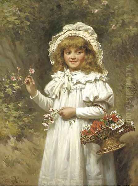 Picking flowers Oil Painting by Edwin Thomas Roberts