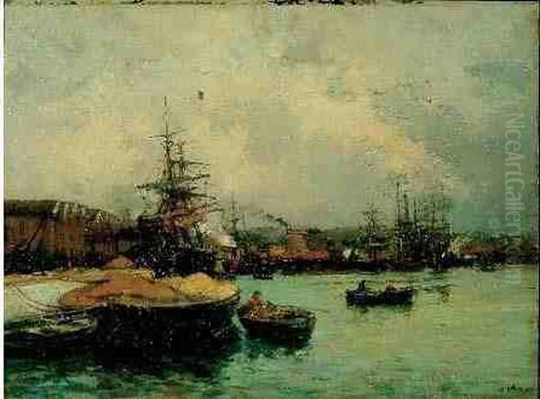 Trois Mats A Quai Oil Painting by Jean-Baptiste Olive