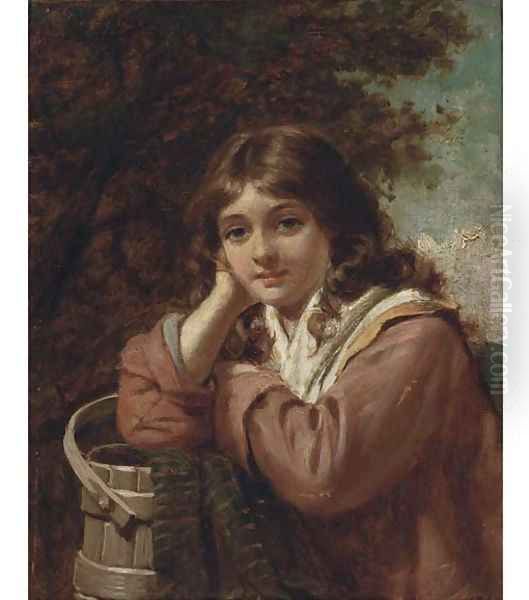 The milkmaid Oil Painting by Edwin Thomas Roberts