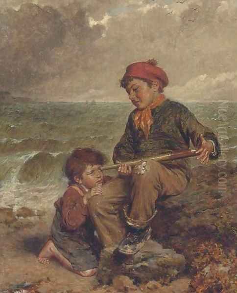 Playmates Oil Painting by Edwin Thomas Roberts