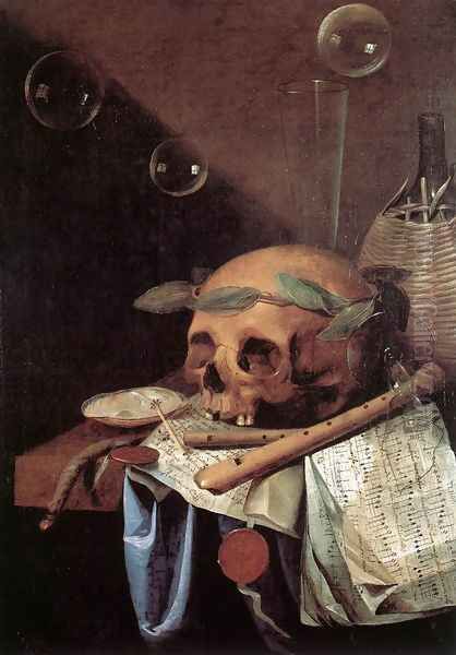 Vanitas c. 1650 Oil Painting by Simon Renard De Saint-Andre