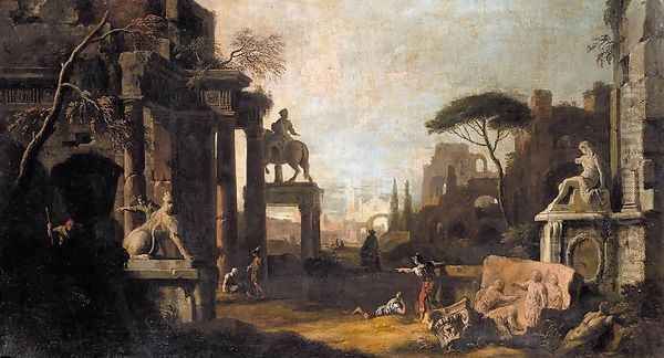 Architectural Capriccio c. 1725 Oil Painting by Marco Ricci