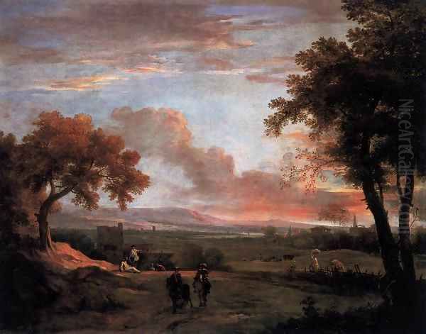 Southern Landscape at Twilight Oil Painting by Marco Ricci