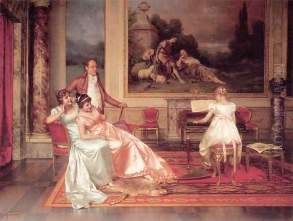 The Piano Recital Oil Painting by Vittorio Reggianini