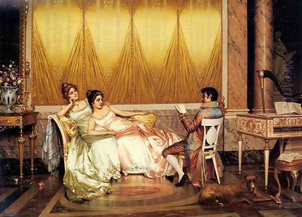 The Poetry Reading Oil Painting by Vittorio Reggianini