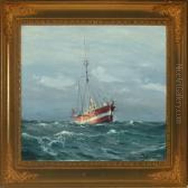 Lightship,gilleje Flak Oil Painting by Christian Benjamin Olsen