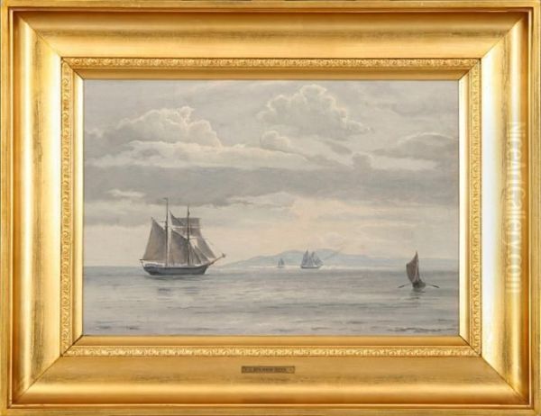 Sailing Ships At The Sea Oil Painting by Christian Benjamin Olsen