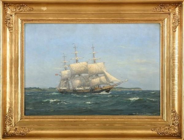 The Danish Training Ship Georg Stage Off Kerteminde Oil Painting by Christian Benjamin Olsen