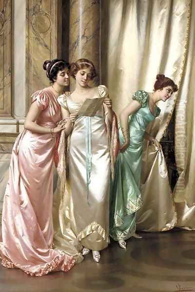 The Eavesdroppers Oil Painting by Vittorio Reggianini