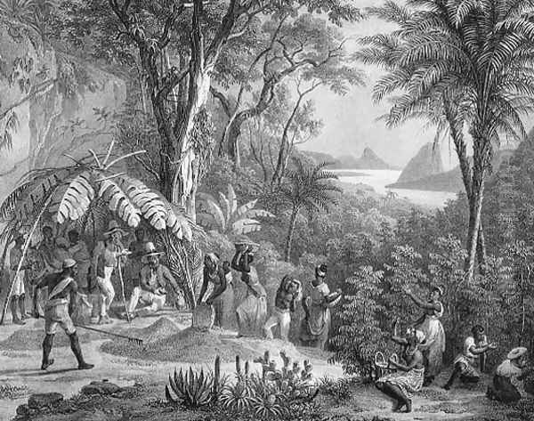 The Coffee Harvest, engraved by Deroi, pub. by Engelmann, c.1835 Oil Painting by Johann Moritz Rugendas