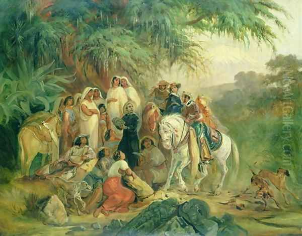 Folk scene in Pico de Orizaba, Mexico Oil Painting by Johann Moritz Rugendas