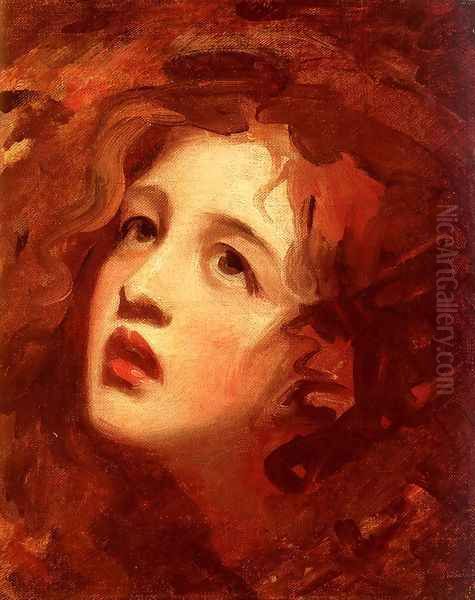 Portrait Study Of Emma Hamilton As Miranda Oil Painting by George Romney