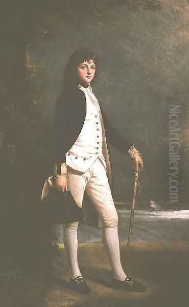 Portrait of Lord William de Vere, later 8th Duke of St. Albans, wearing midshipmans uniform Oil Painting by George Romney