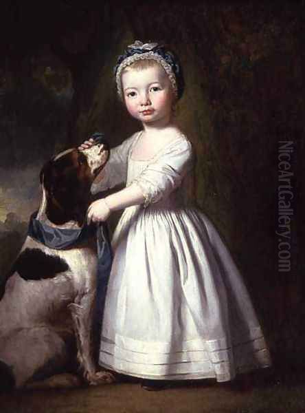 Little Boy with a Dog, c.1757 Oil Painting by George Romney