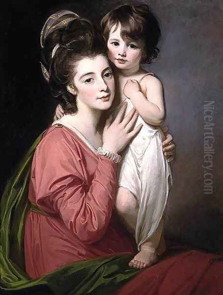 Portrait of Mrs Henrietta Morris and Her Son John 1777 Oil Painting by George Romney