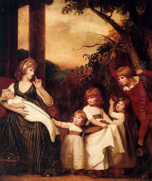 Portrait Of Charlotte Bosanquet With Her Five Elder Children Oil Painting by George Romney