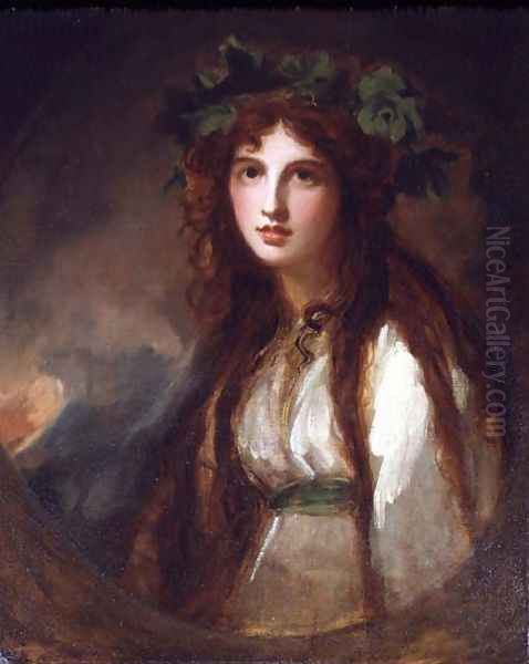 Portrait of Emma, Lady Hamilton c.1765-1815 as a Bacchante Oil Painting by George Romney