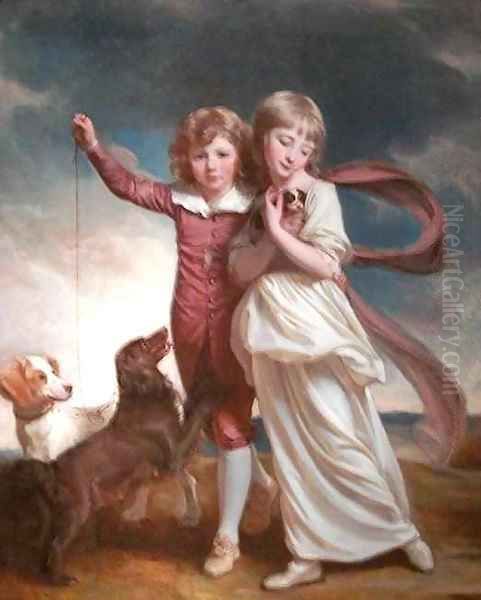 Thomas John and Catherine Mary Clavering Oil Painting by George Romney